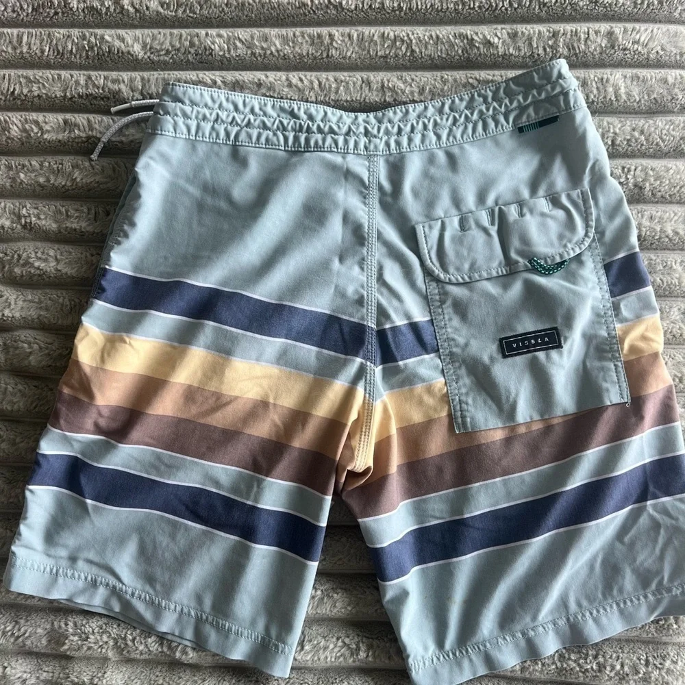 VISSLA Blue and Brown Board Shorts Quick-Dry Swimwear
